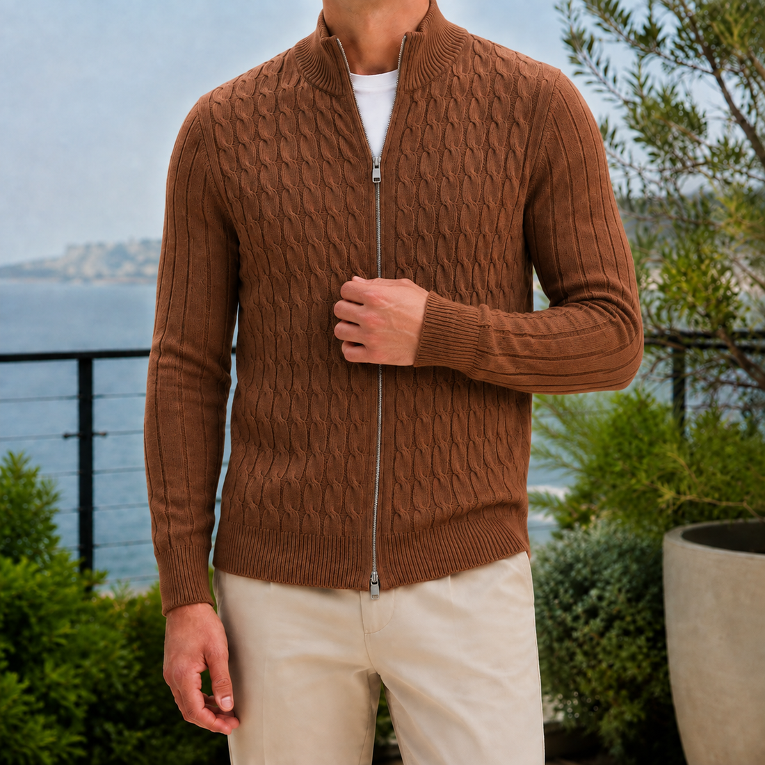 Torin Cable Knit Sweater - Caramel Mocha