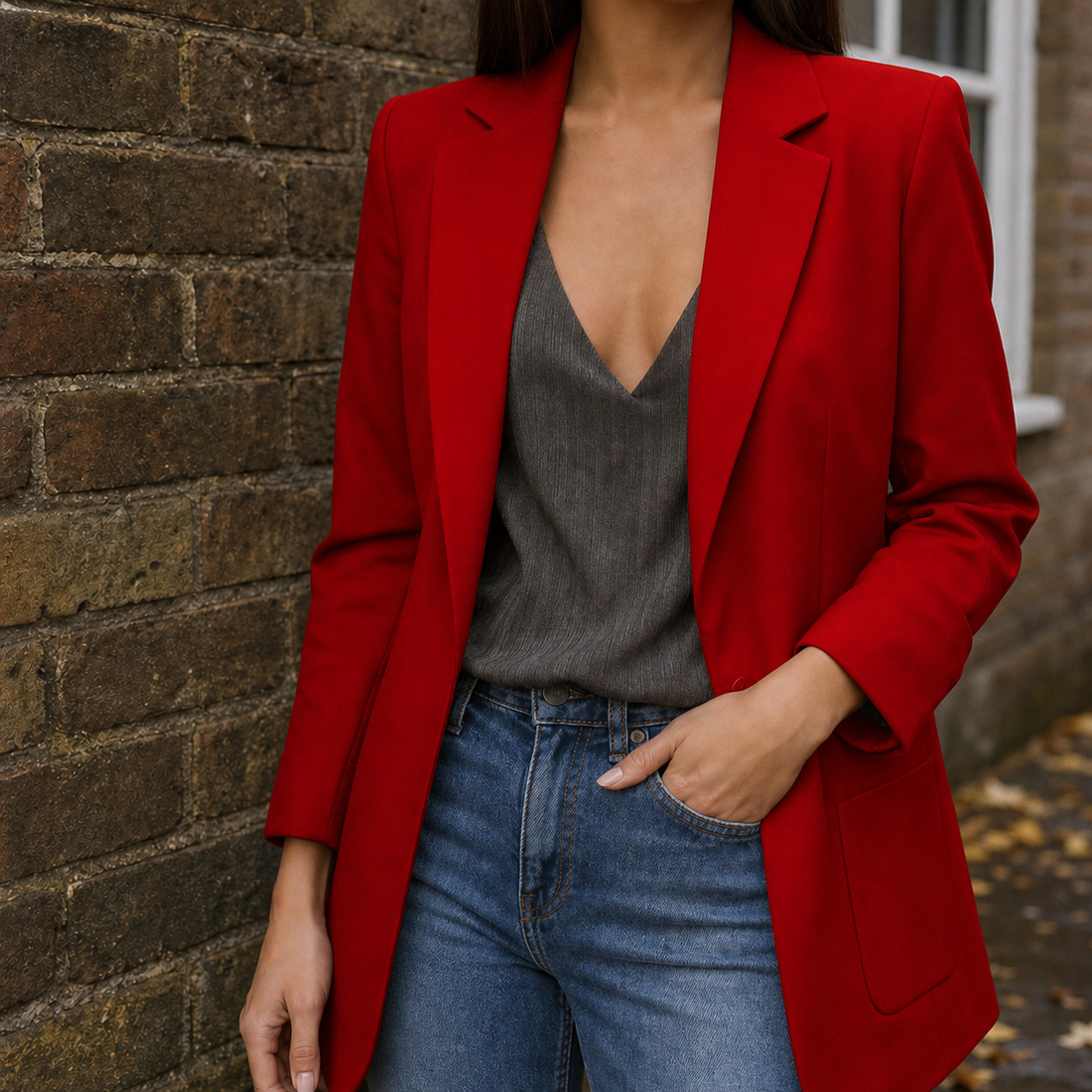 Marina-Lane Tailored Blazer - Red