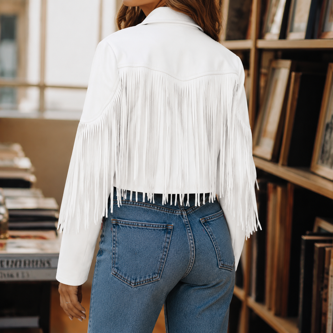 Giselle-Grace Western Fringe Jacket - White