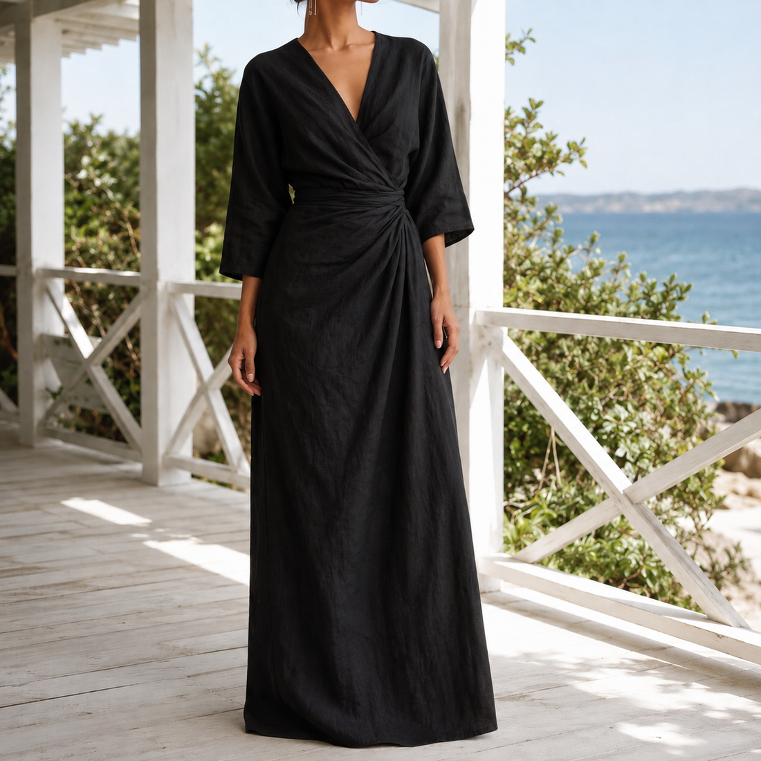 Astrid Wrap Maxi Dress - Black