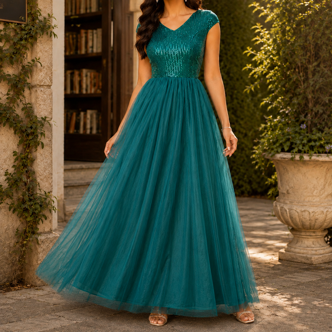 Francesca-Faye Sequin Maxi Dress - Turquoise