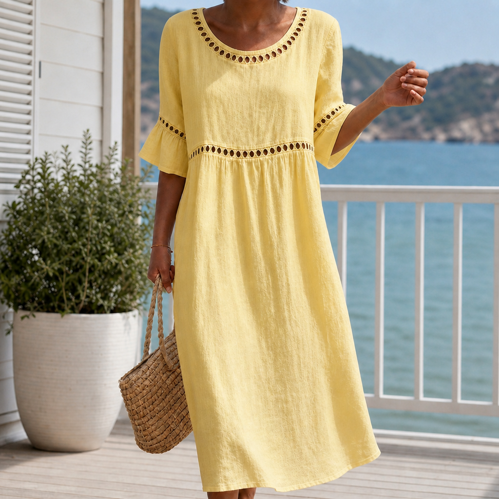 Bianca Relaxed Midi Dress - Yellow