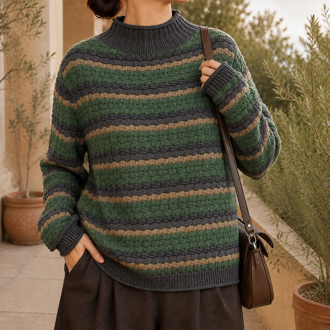 Isabella-Kate Textured Sweater - Green