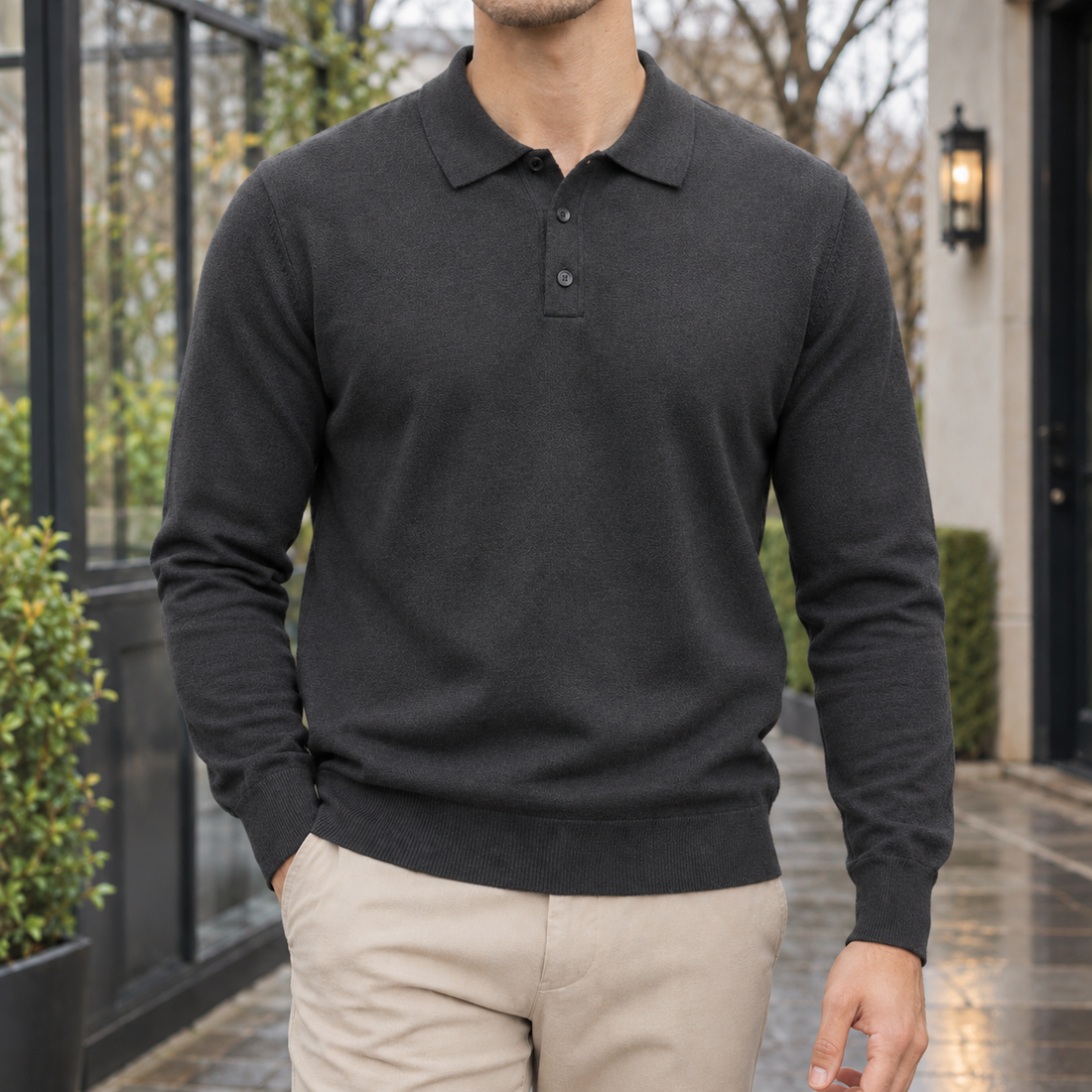 Otis-Stone Merino Sweater - Dark Gray