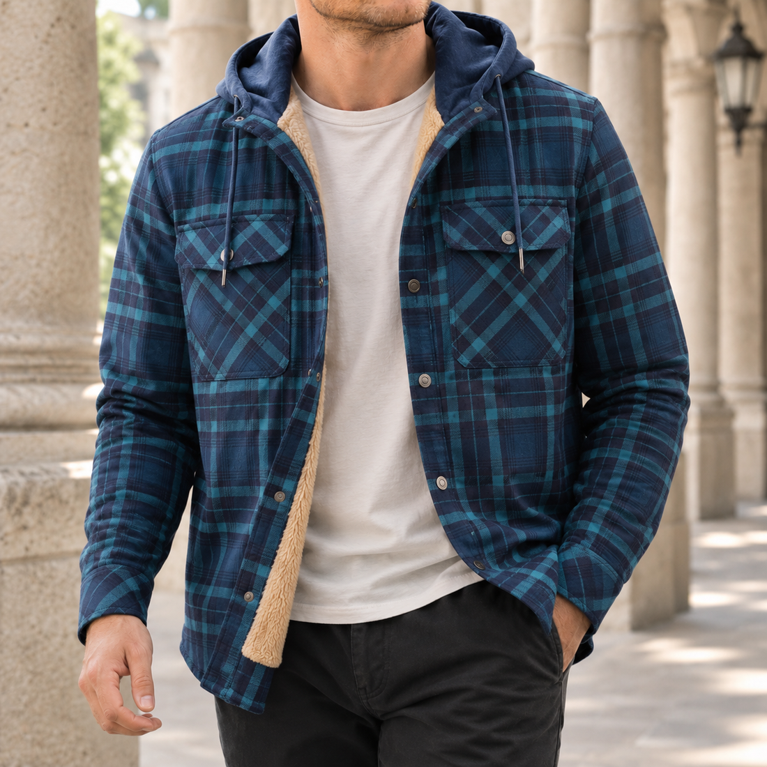 Tristan-Rhys Sherpa-Lined Jacket - Navy Blue