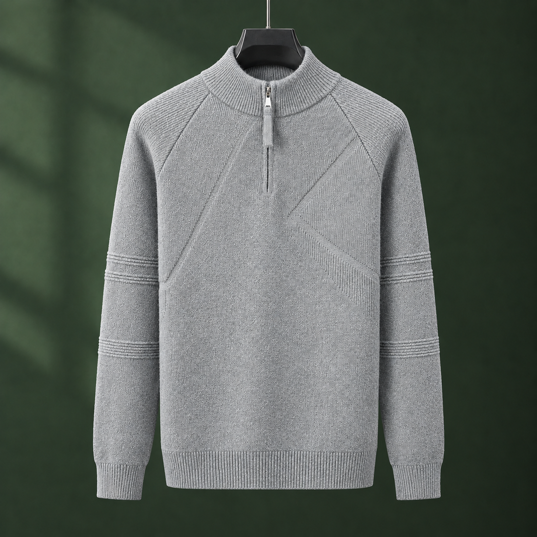 Alfred Half Zip Sweater - Light Gray