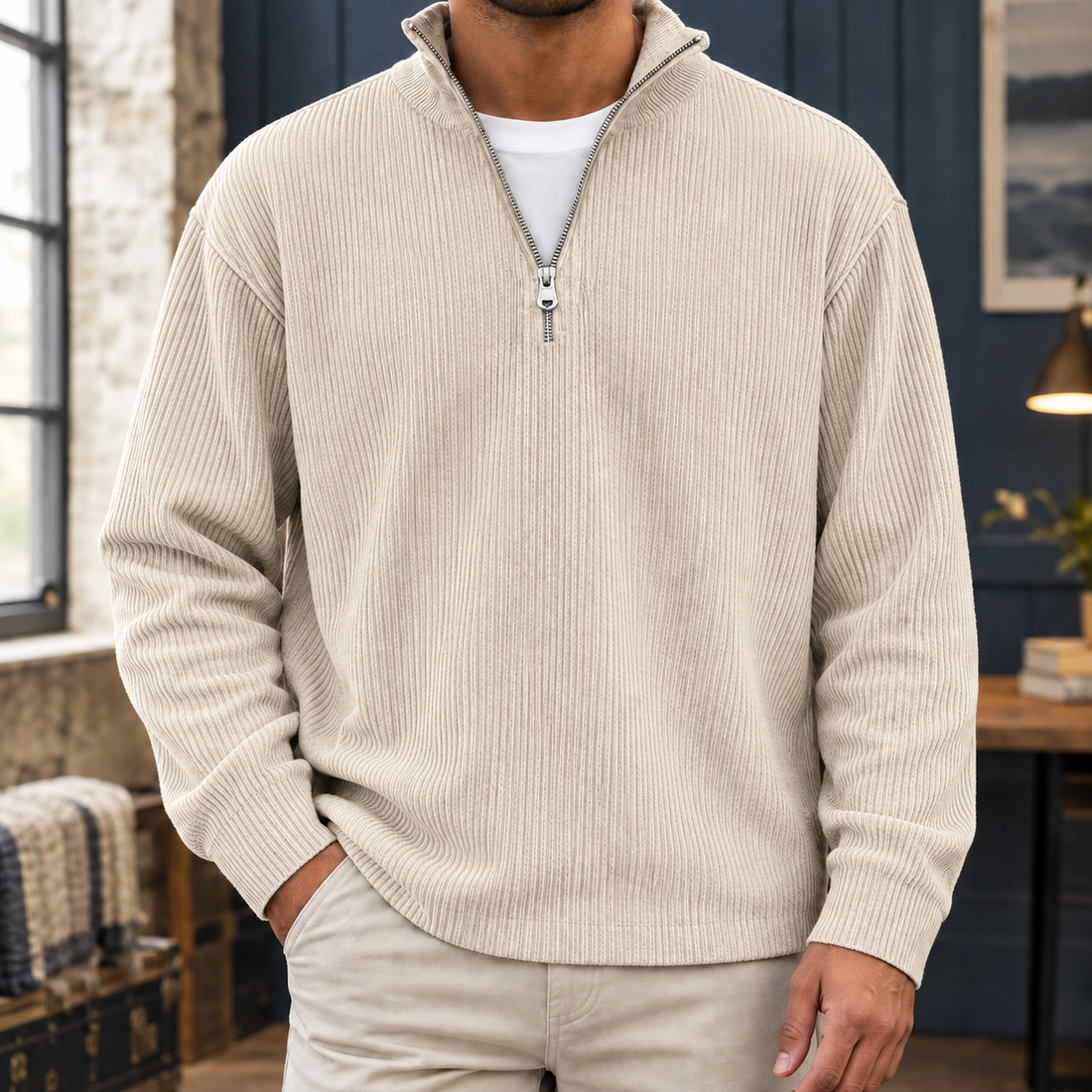 Ardan-Lane Quarter Zip Top - Khaki