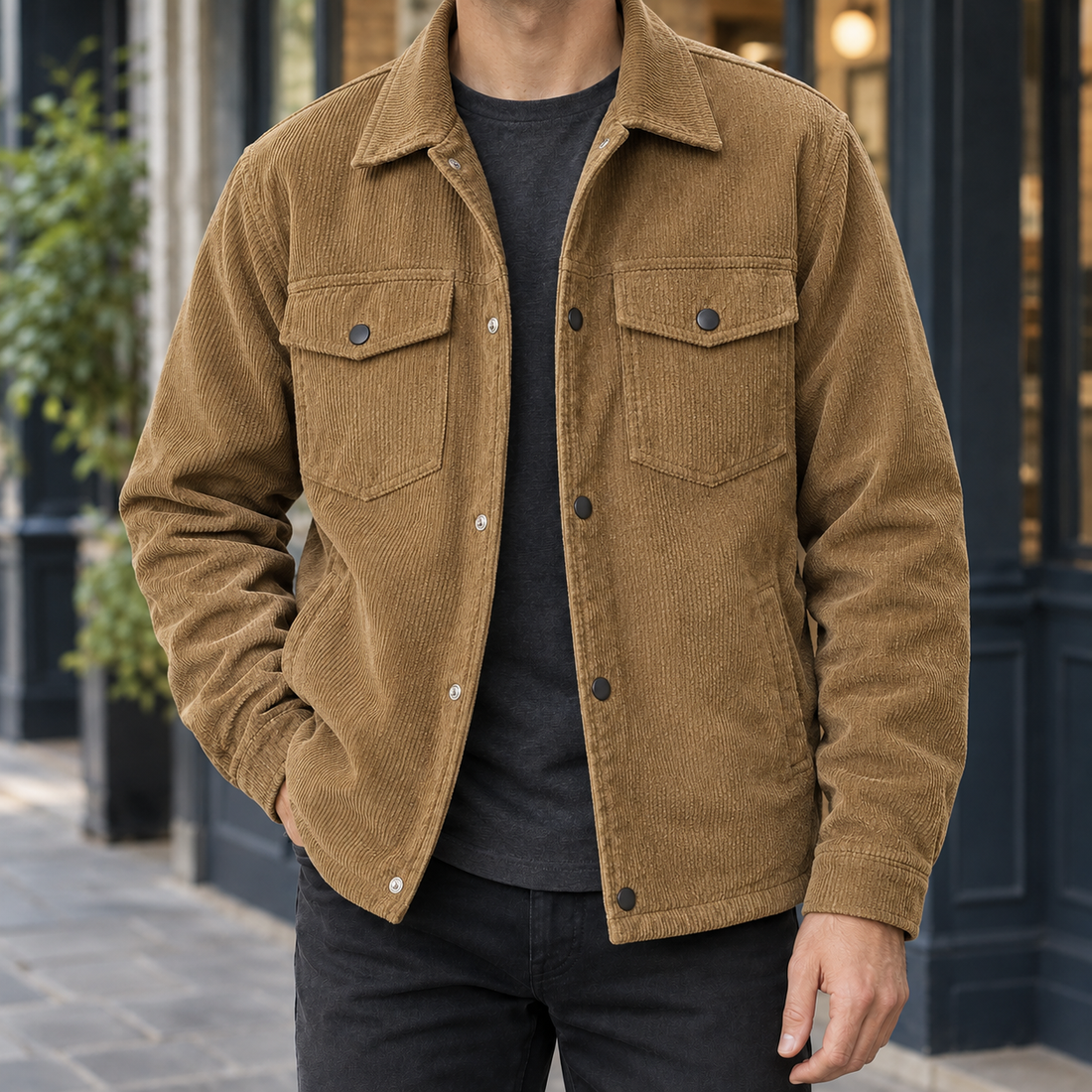 Joseph Corded Overshirt - Camel Brown
