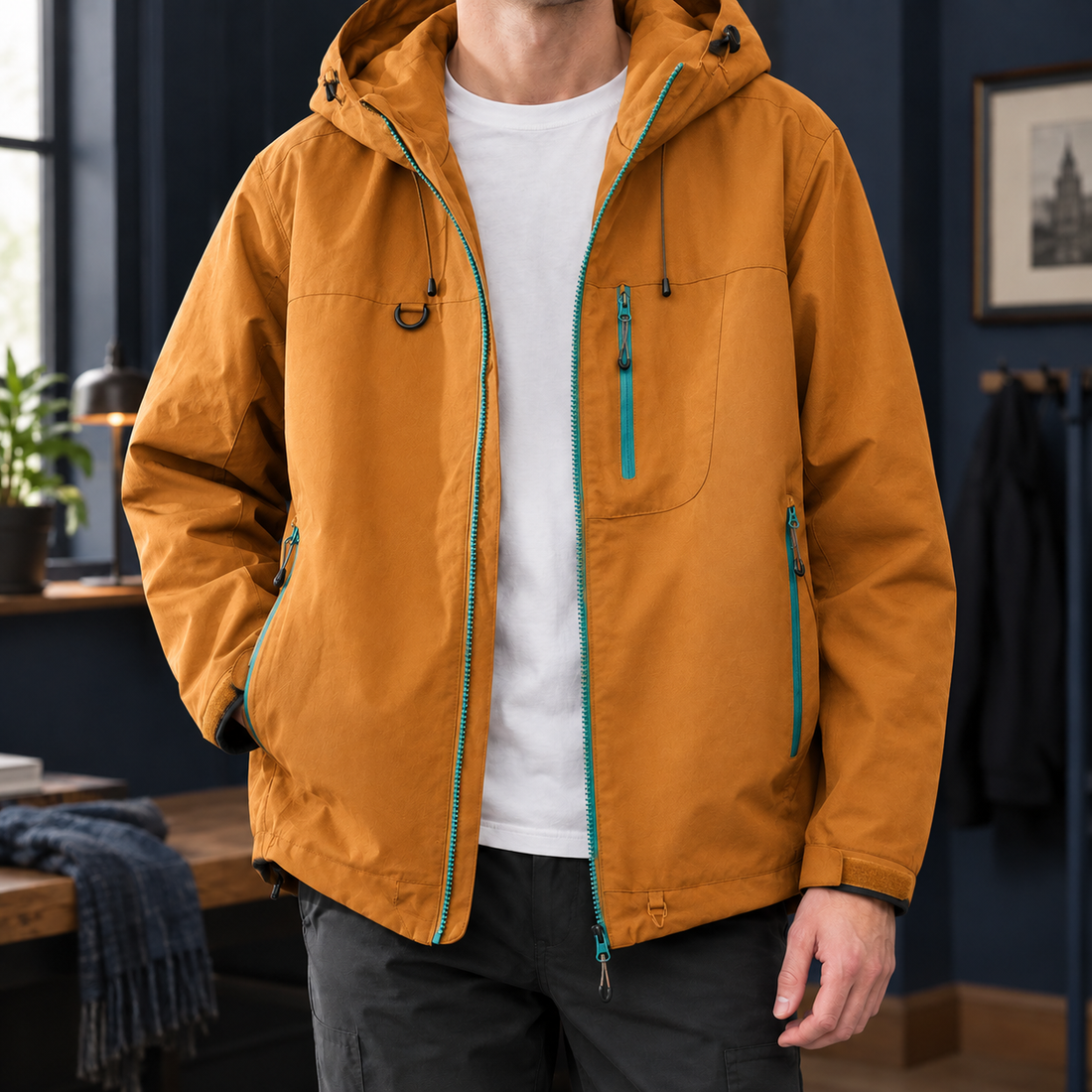 Lancelot-Rhys Hooded Jacket - Golden Sand Orange