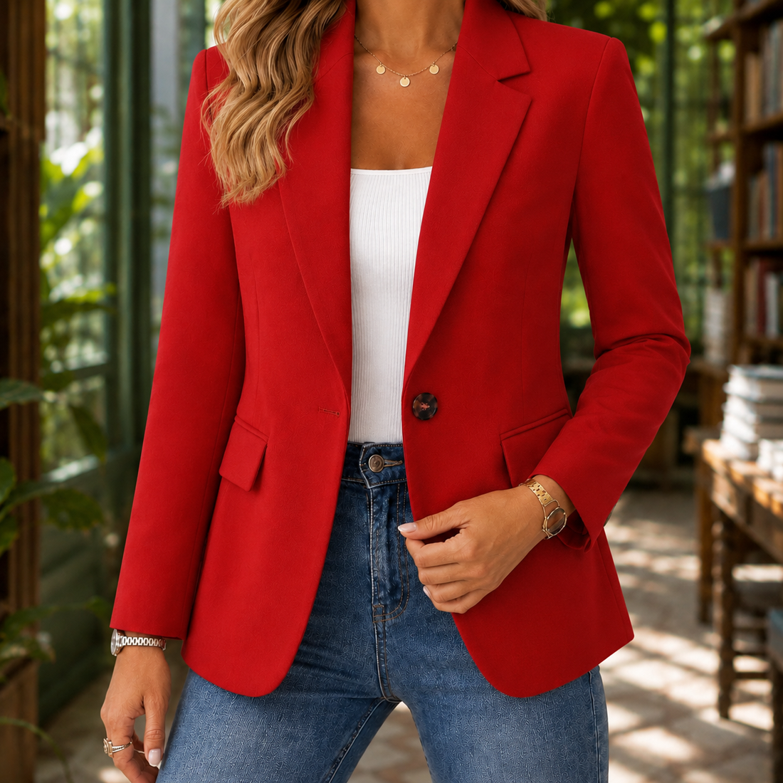 Marguerite Tailored Blazer - Red
