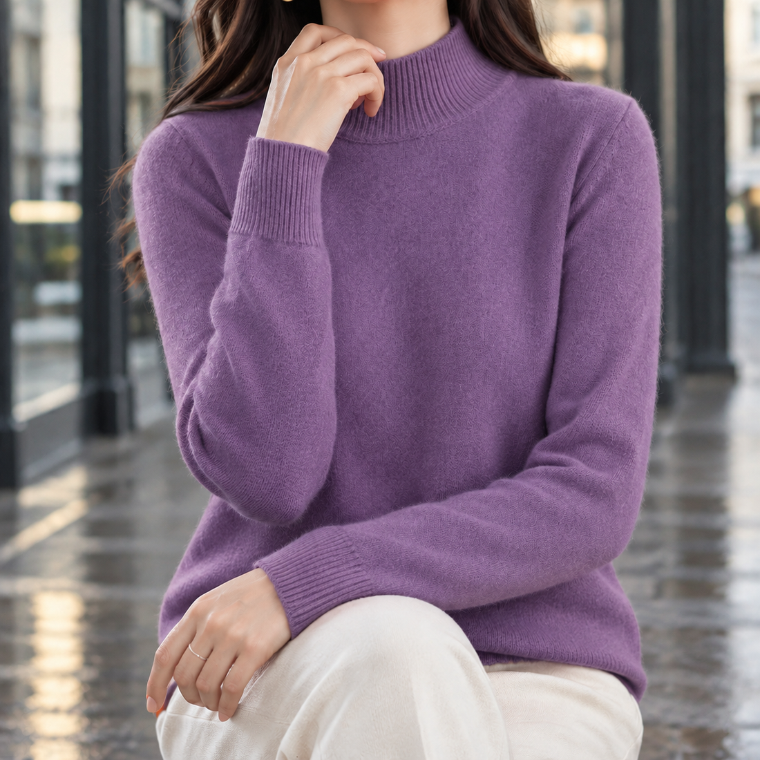 Isabelle Mock Neck Sweater - Rich Purple