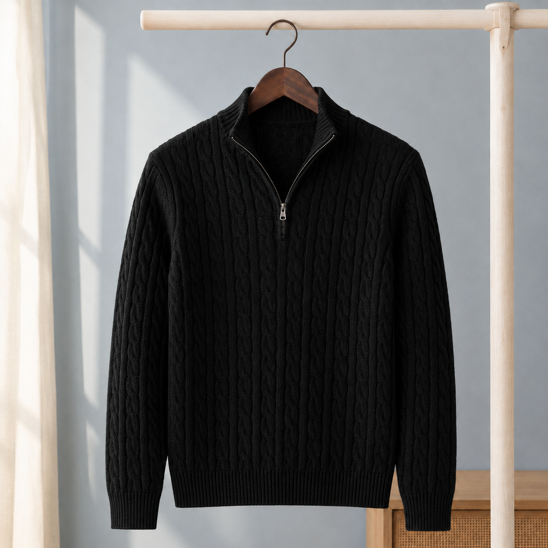 Matteo Quarter-Zip Sweater - Black