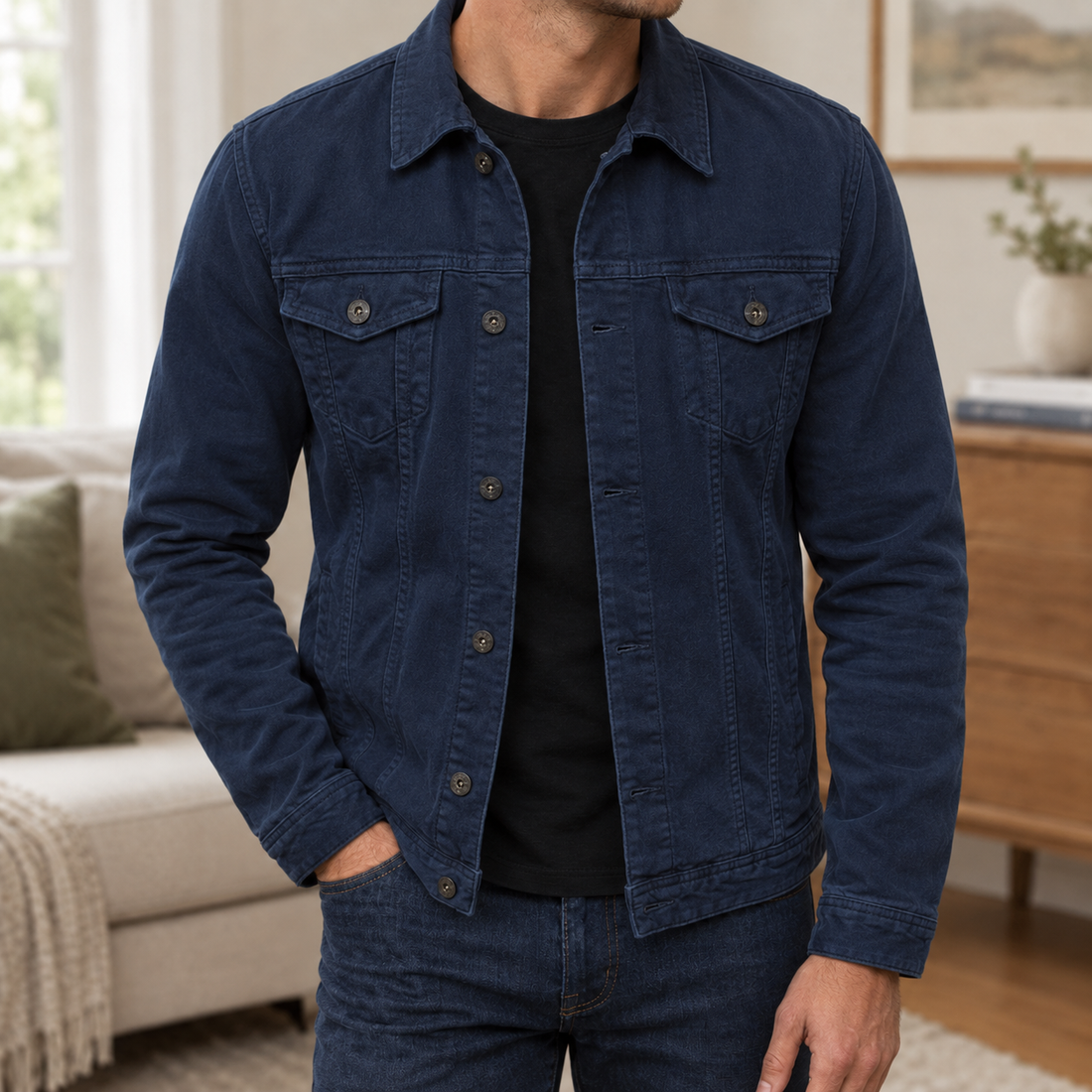 Ancel-Hayes Denim Jacket - Navy Blue