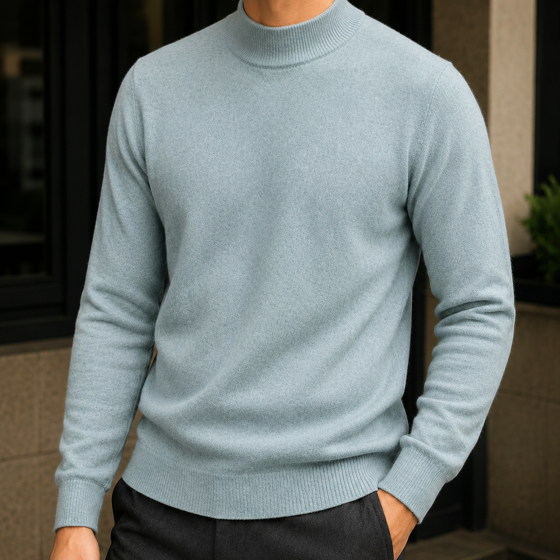 Nico-Ellis Mock Neck Sweater - Light Green
