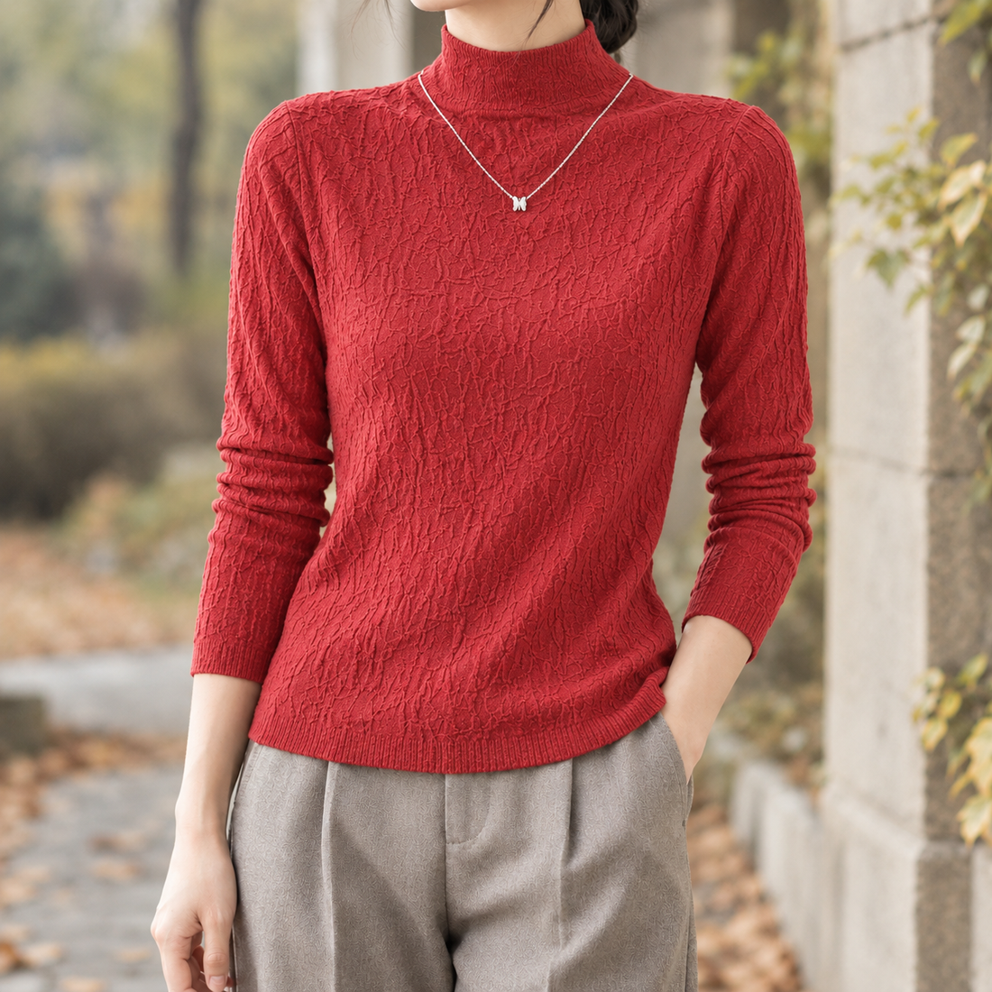 Cecilia-Louise Textured Top - Red