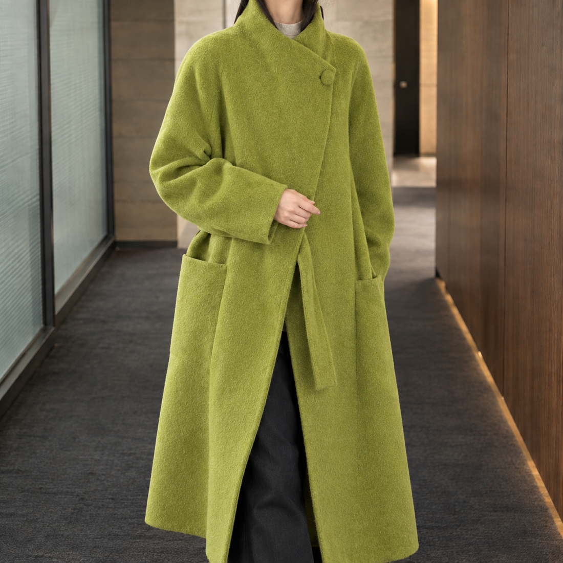 Carina-Kate Asymmetric Coat - Green
