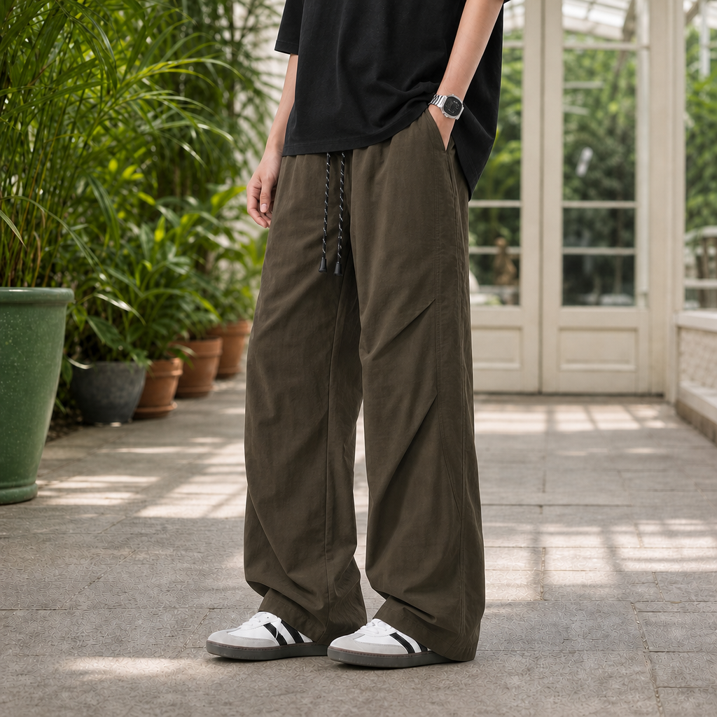Idris Wide Leg Pants - Brown