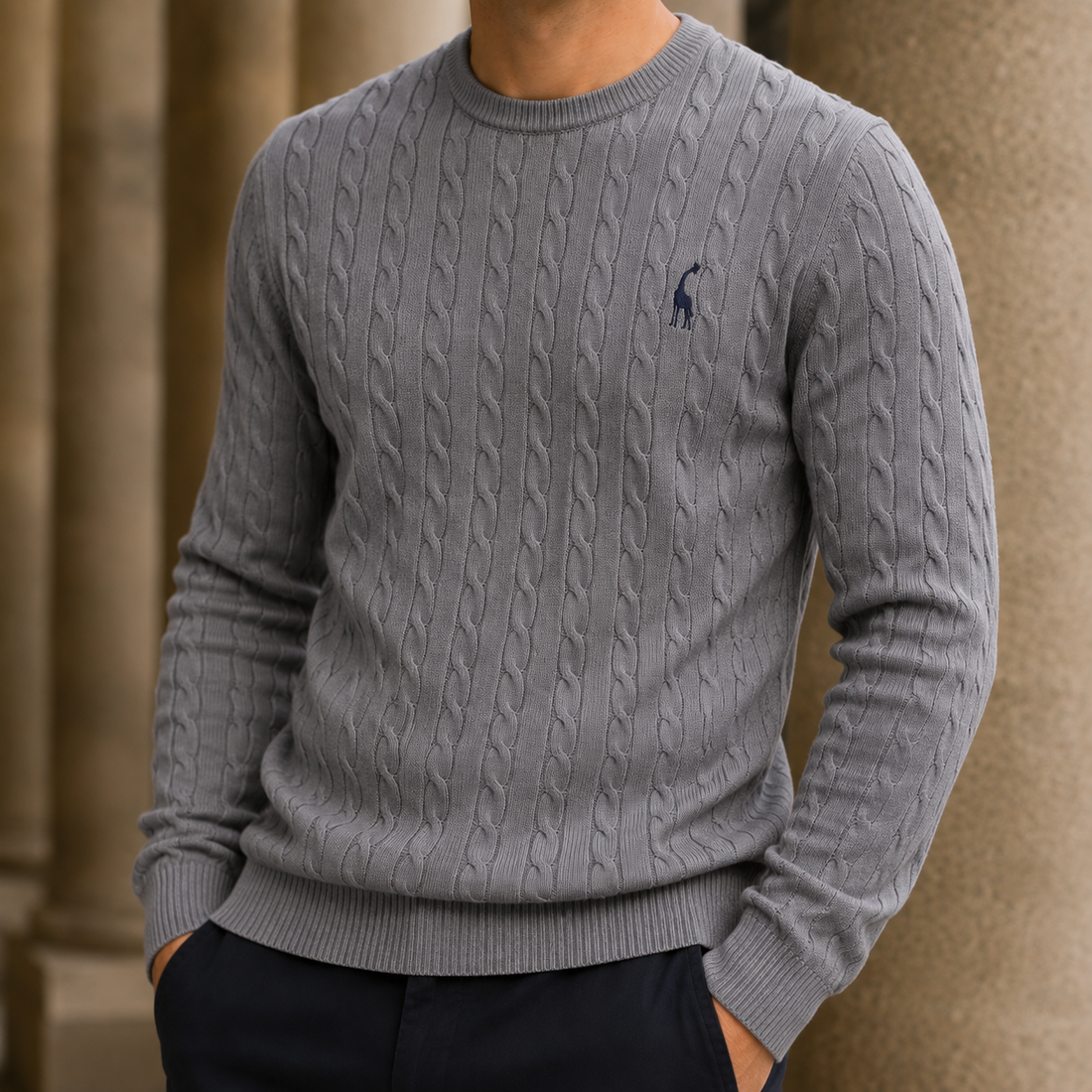 Stefan-Lane Cable Knit Sweater - Steel Gray