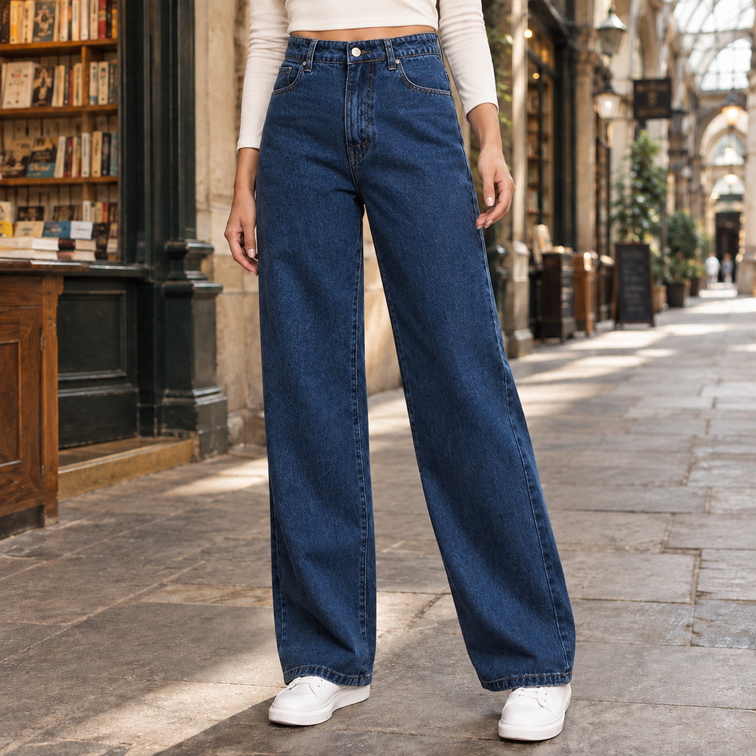 Ardith-Jade Wide Leg Jeans - Dark Blue
