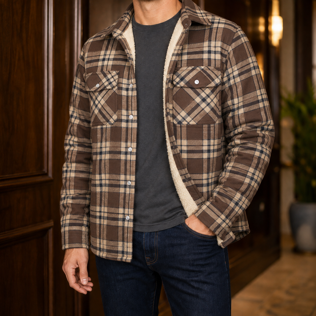 Gabriel-Grant Check Jacket - Khaki
