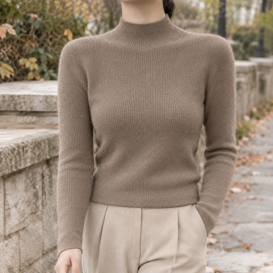 Danielle-Kate Mock Neck Sweater - Camel