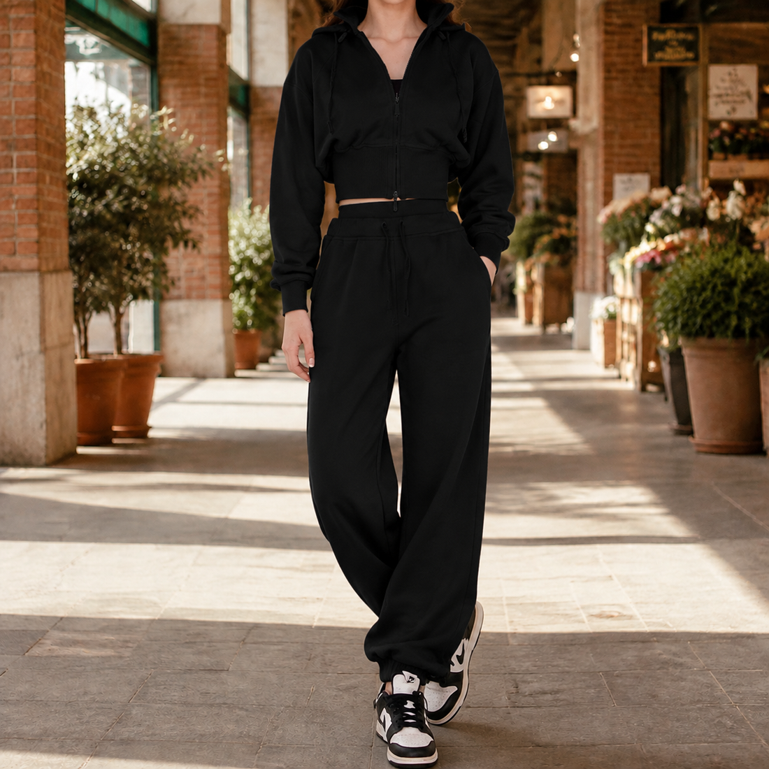 Penelope-June Cropped Tracksuit - Black