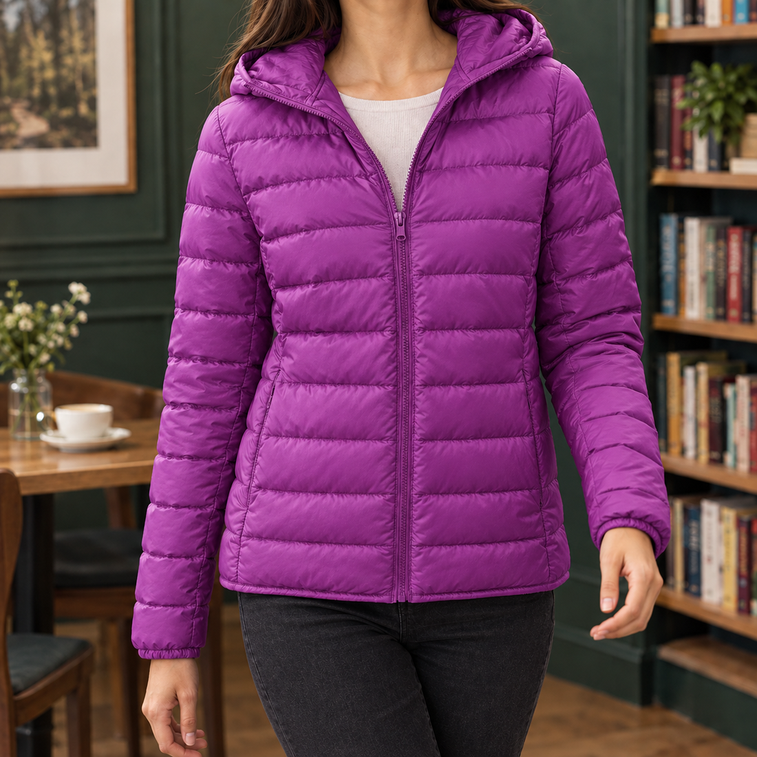 Adriana-Skye Cashmere Puffer Jacket - Purple