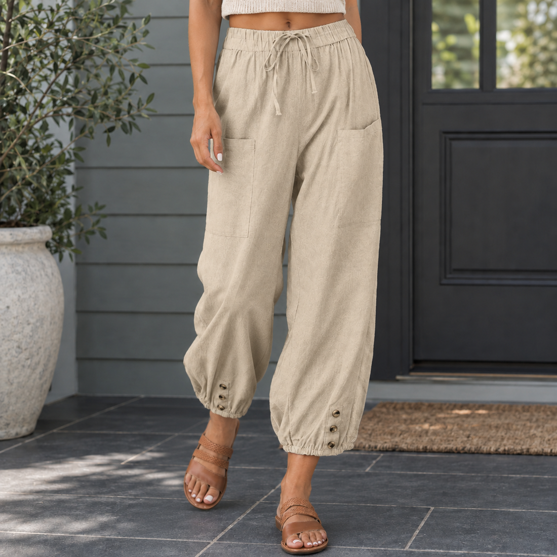 Cadence-Jane Relaxed Pants - Khaki