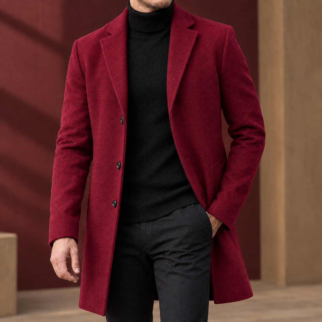 Ralph-Rhys Wool Coat - Wine Red