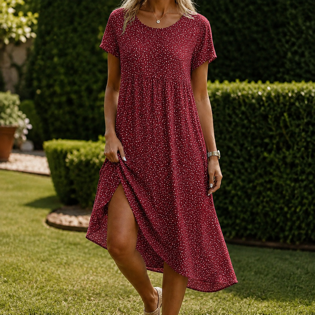 Aimee-Jane Flowy Summer Dress - Red