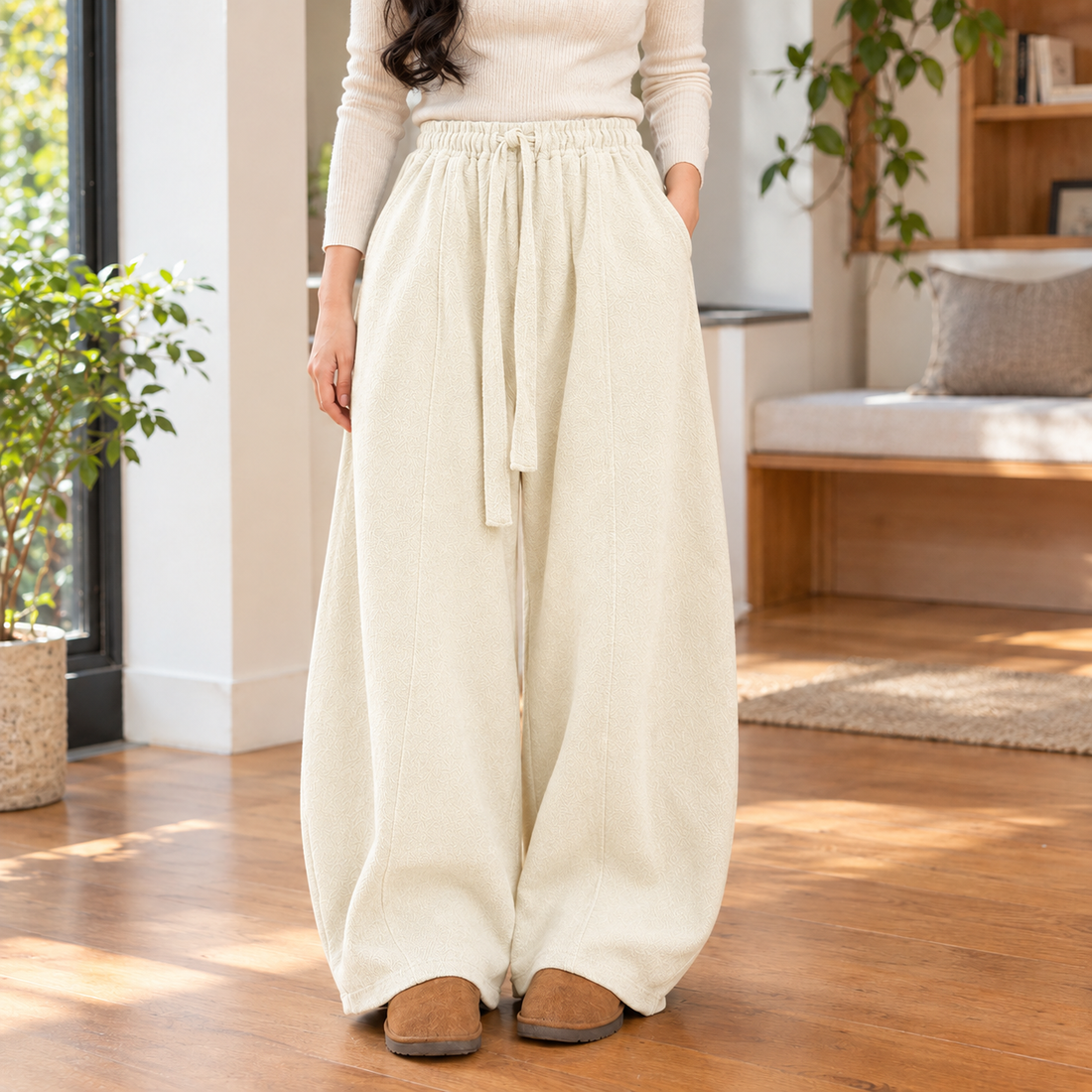 Charlotte-June Relaxed Barrel Pants - Off-white