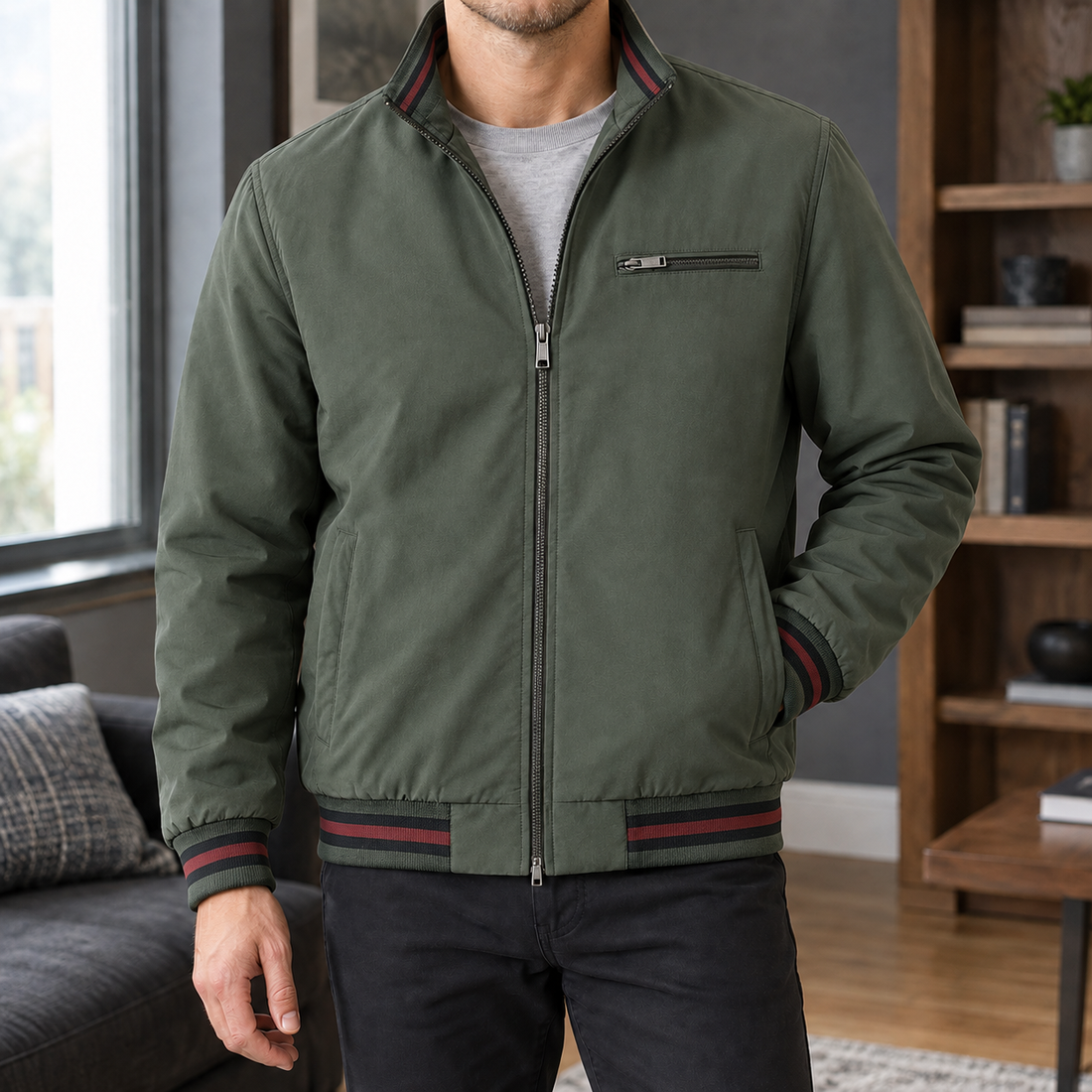 Wilder-Rhys Ribbed Jacket - Military Green