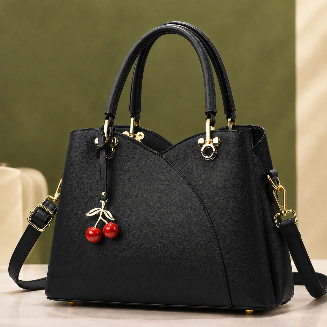 Lucano Cherry Tote - Musta