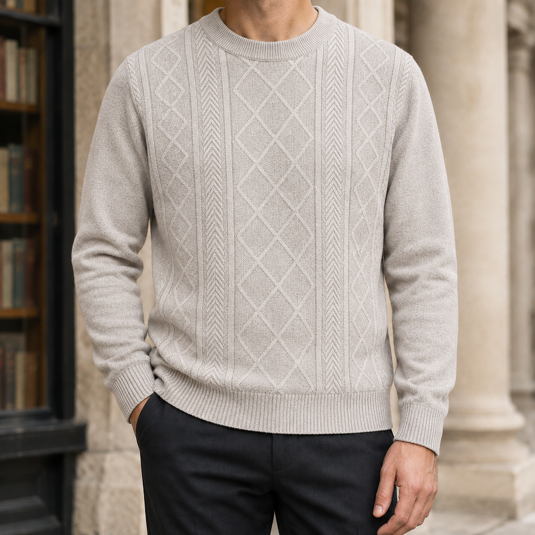 Benoit Textured Sweater - Beige