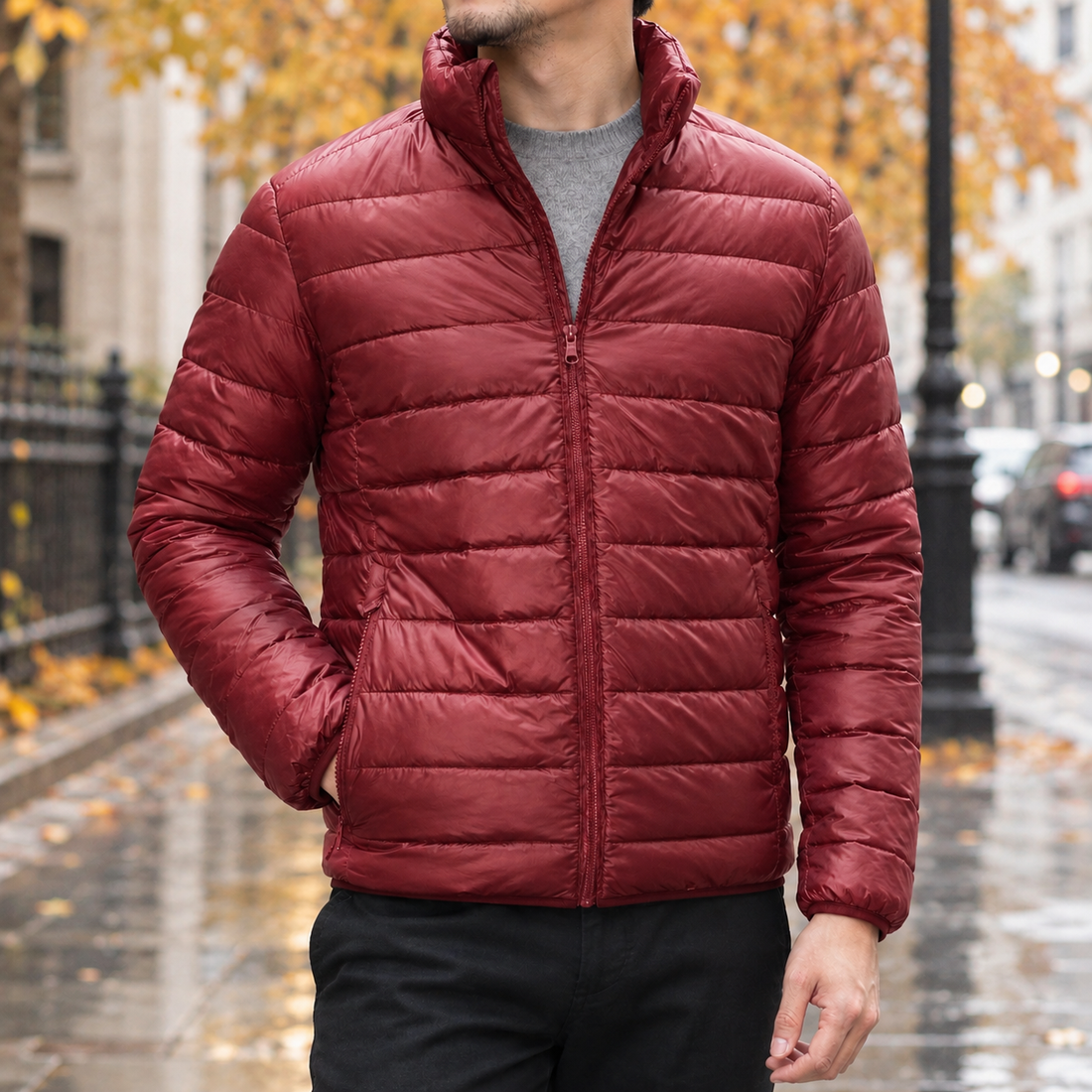 Gaspard-James Cashmere Puffer Jacket - Wine Red