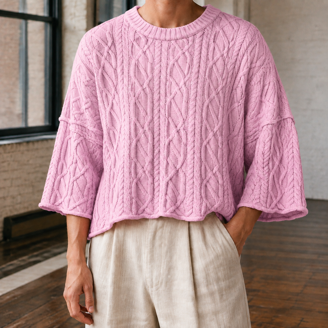 Hector-Grant Cable Knit Top - Lilac