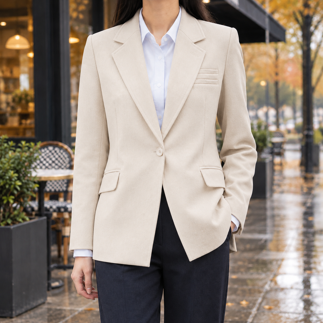 Agnes-Lane Tailored Blazer - Apricot