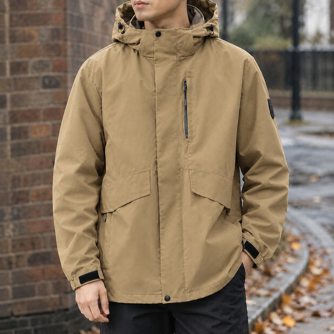 Victor-Wade Hooded Utility Jacket - Tan