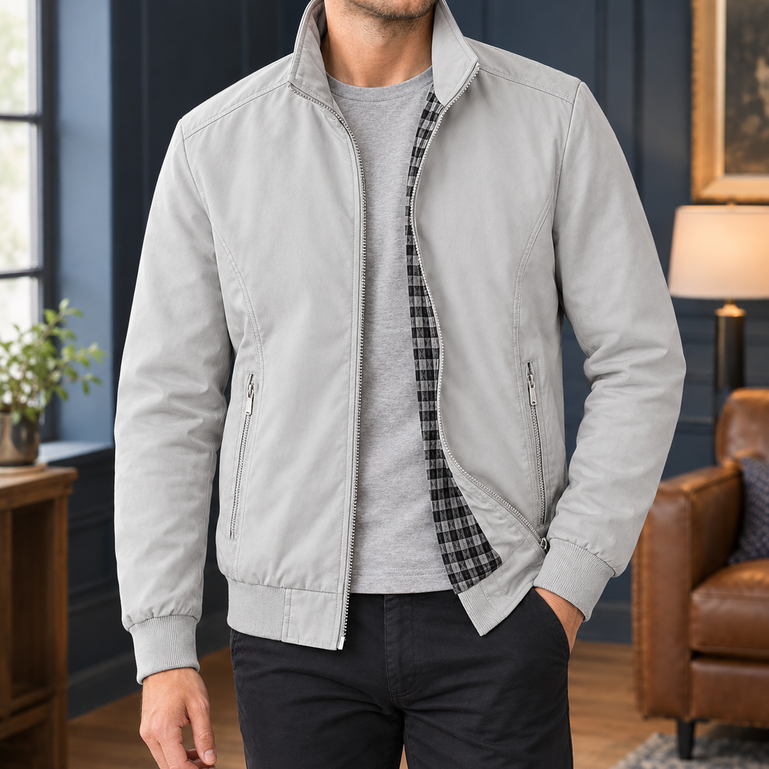 Joseph-Flynn Zip-Front Jacket - Light Gray