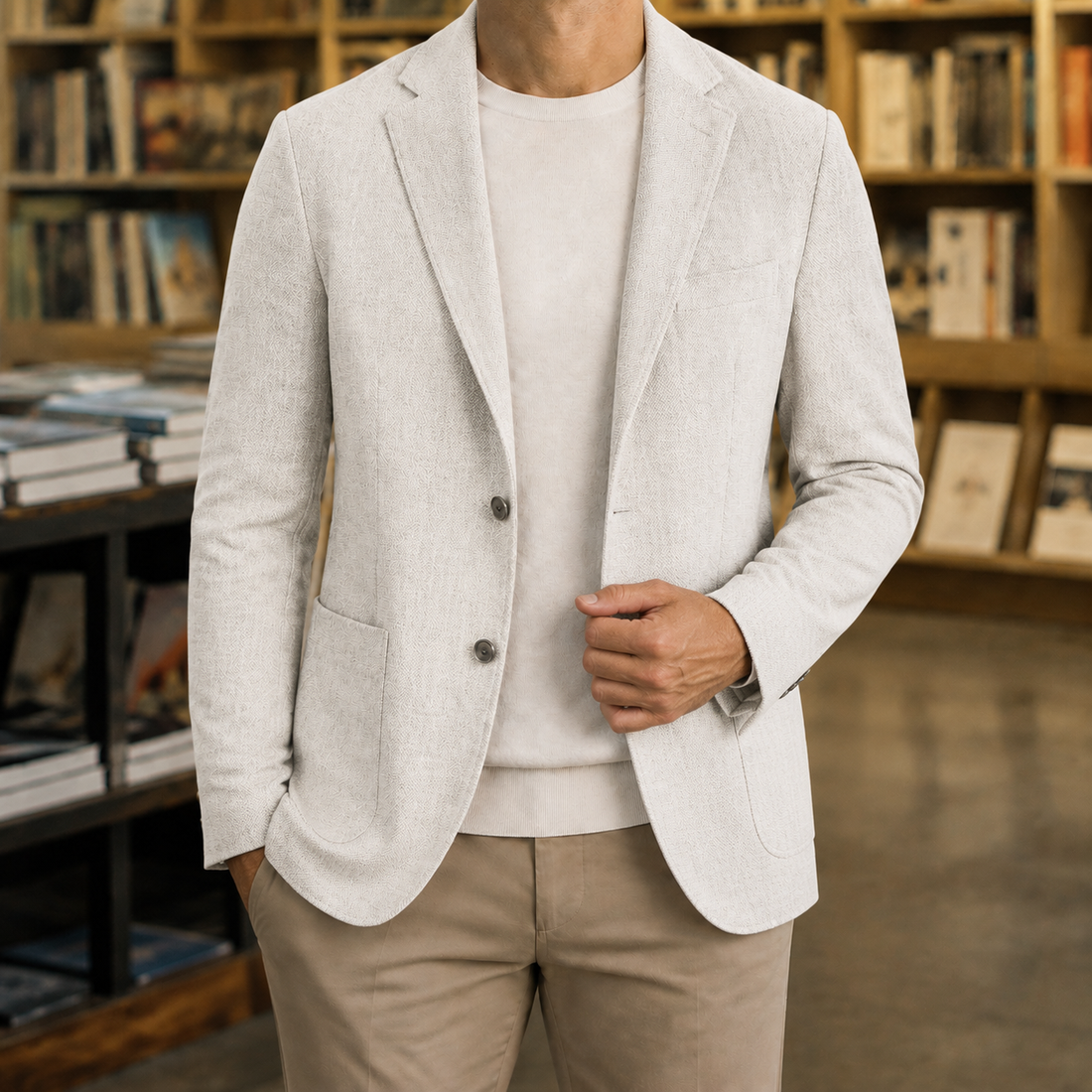 Victor Patch Pocket Blazer - Perla White