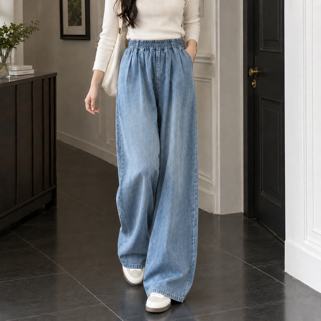 Andrina Wide Leg Pants - Retro Blue (lengthened standard)