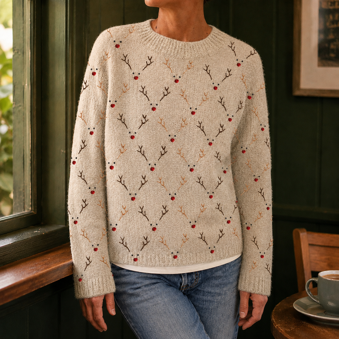 Arabella-Hope Crew Neck Sweater - Beige