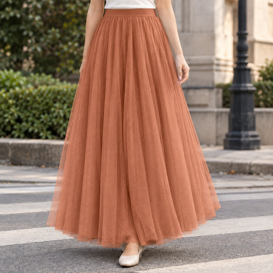 Cadence-Belle Tulle Maxi Skirt - Caramel