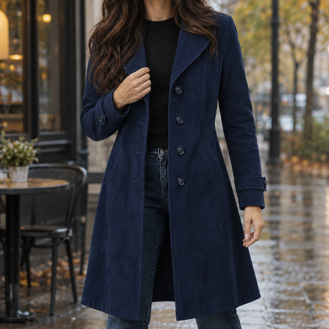 Ernestine-Rae Suede Jacket - Dark Blue