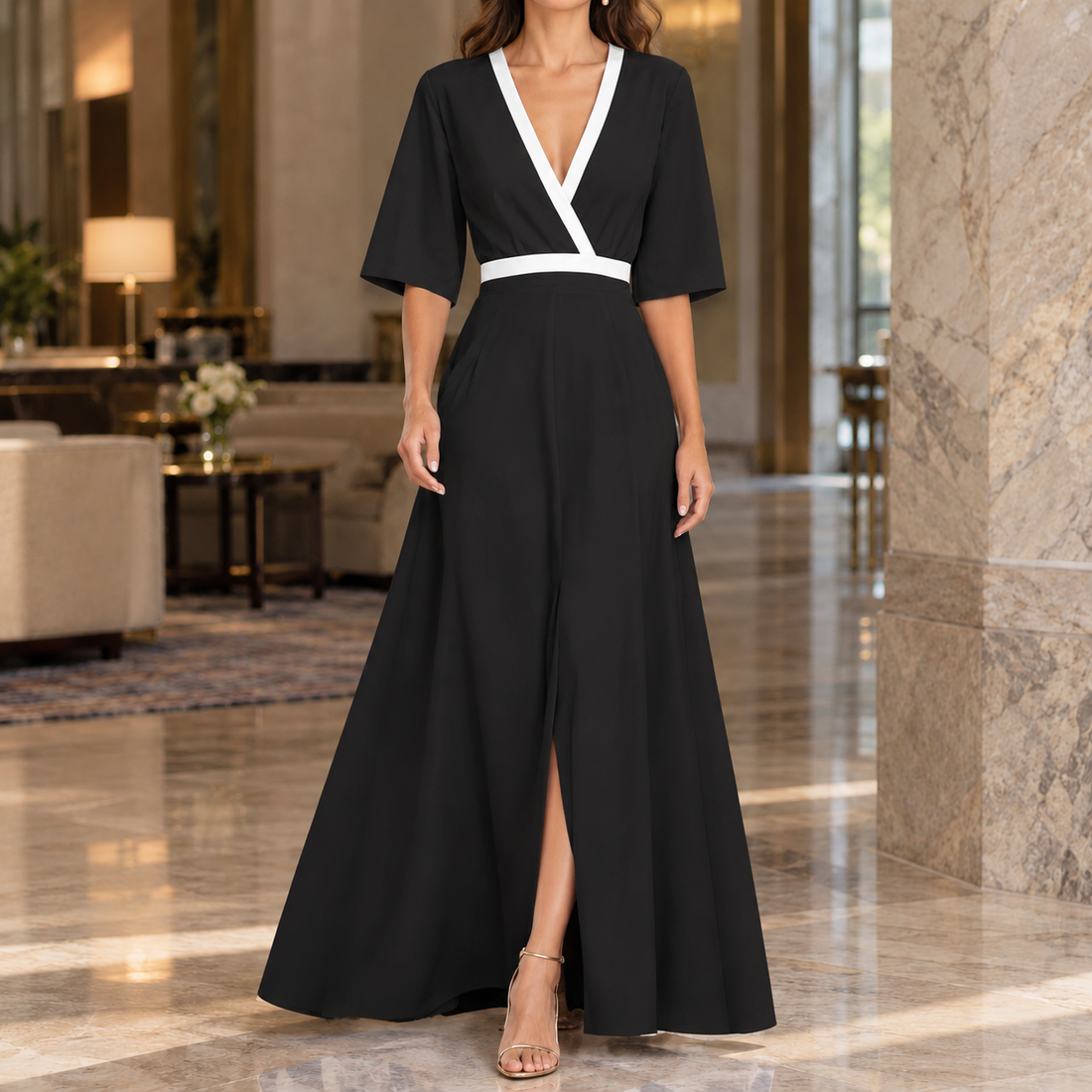 Lily-Grace Floral Maxi Dress - Black