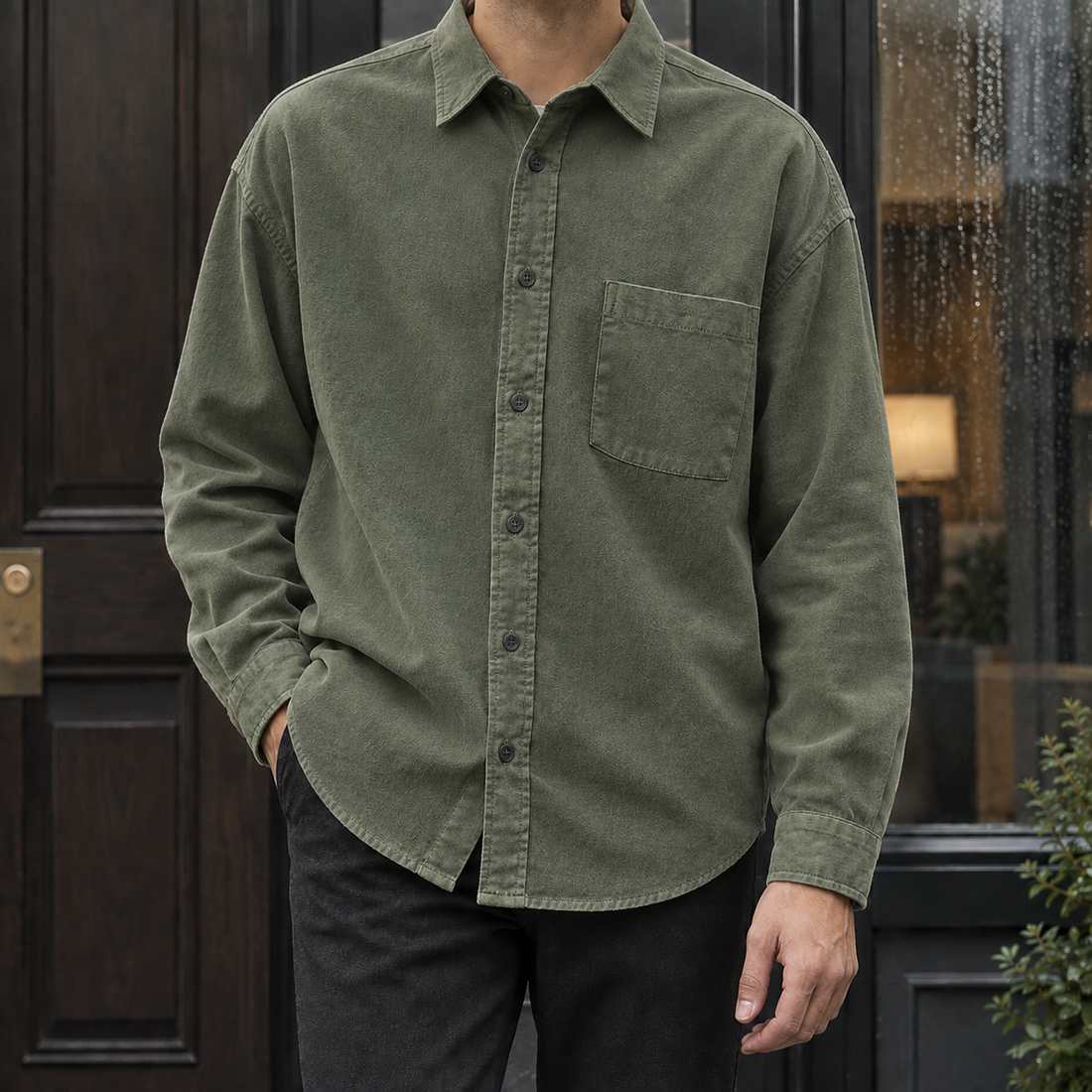 Giles-Scott Relaxed Shirt - Army Green