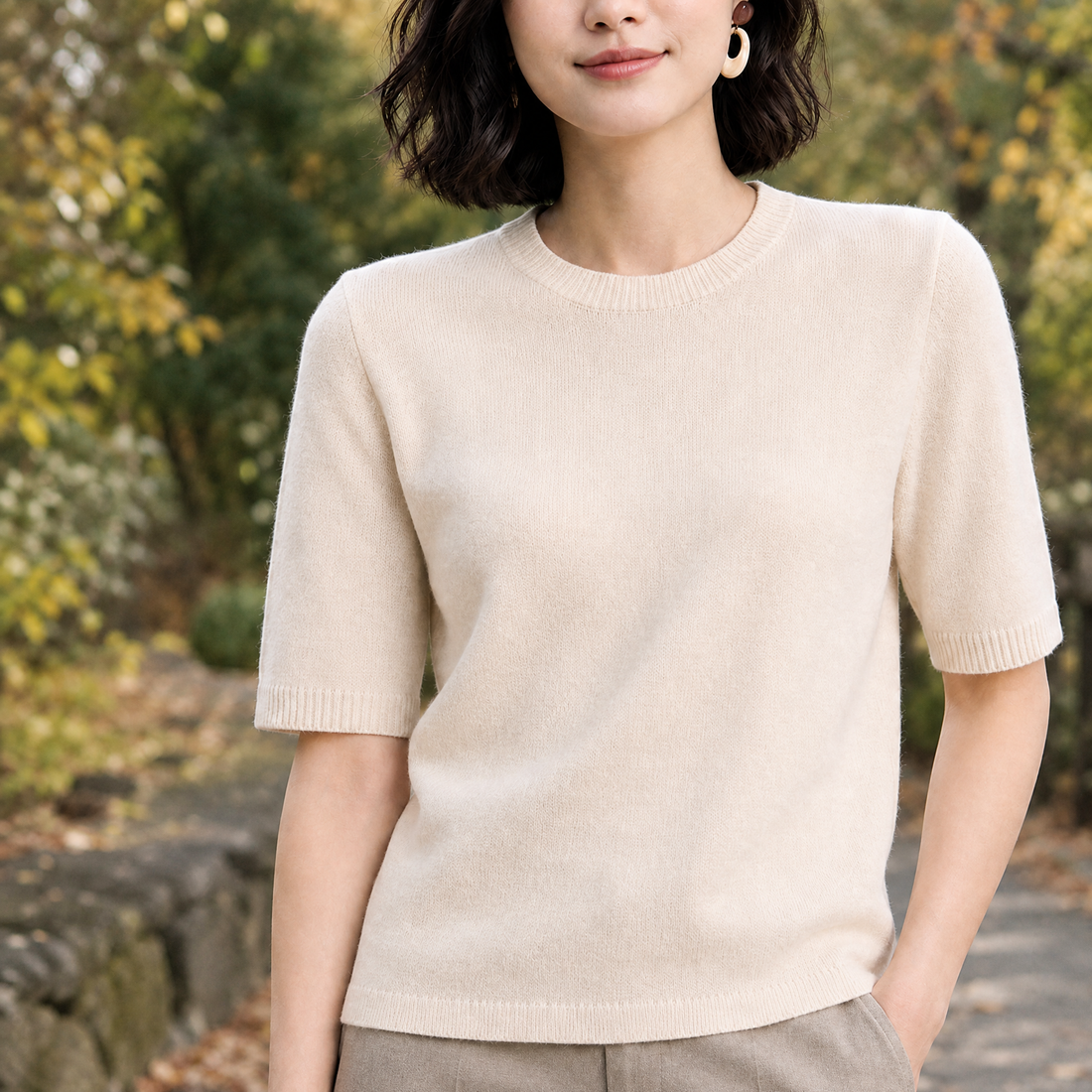 Alba-Louise Crew Neck Sweater - Beige