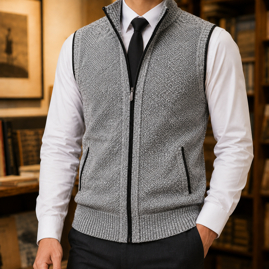 Emilio Zip Vest - Gray