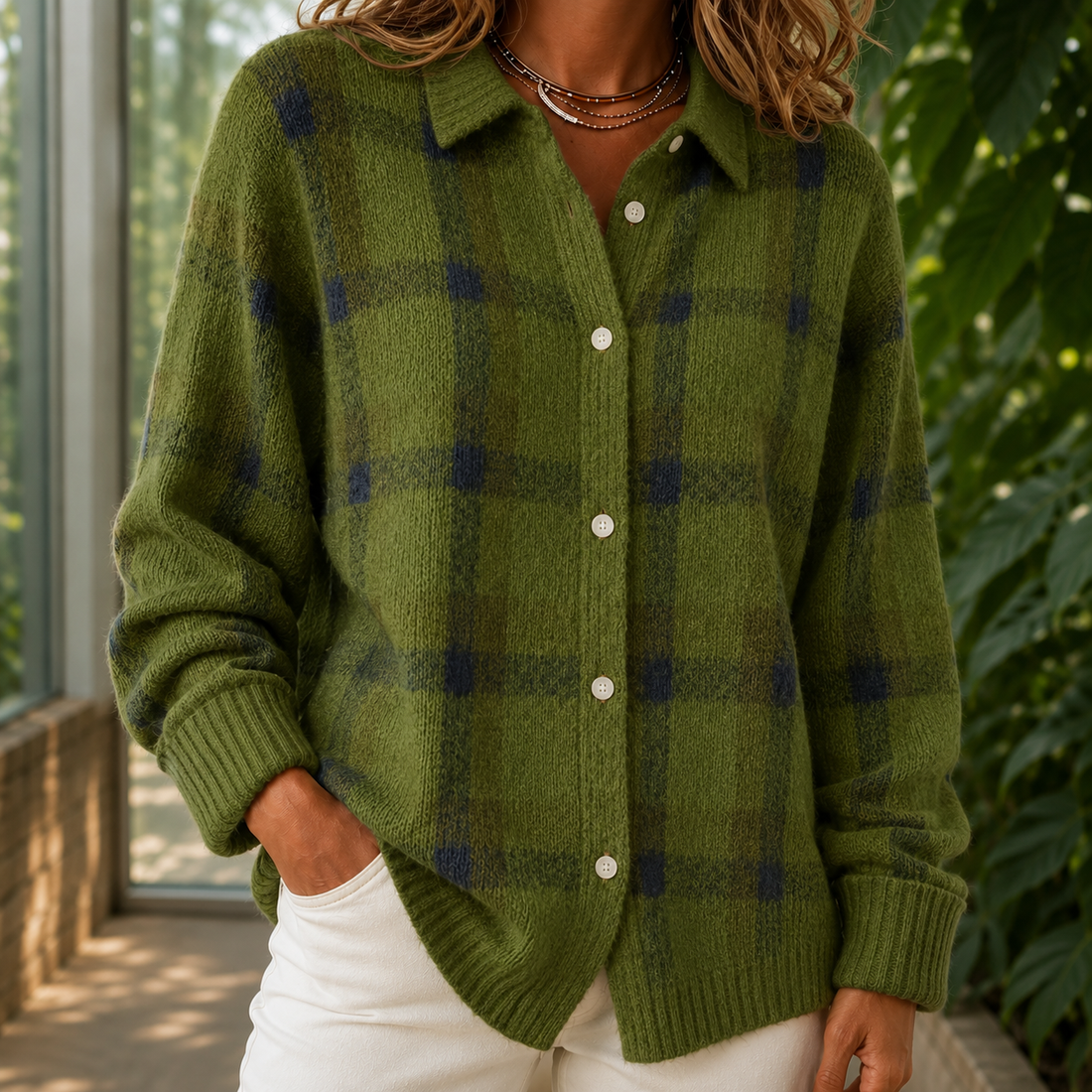 Eloise Plaid Sweater - Green