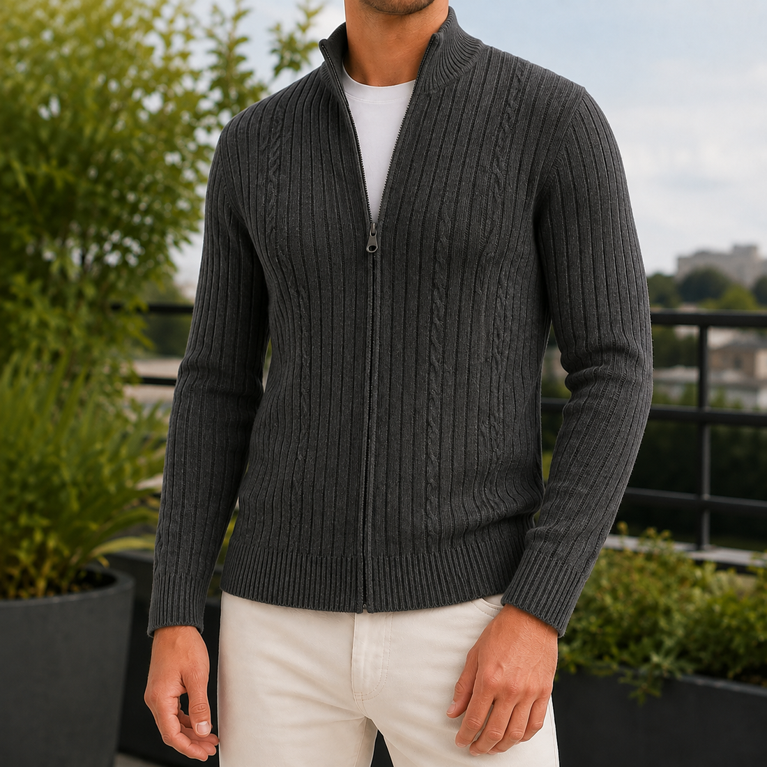 Alec Ribbed Sweater - Dark Gray